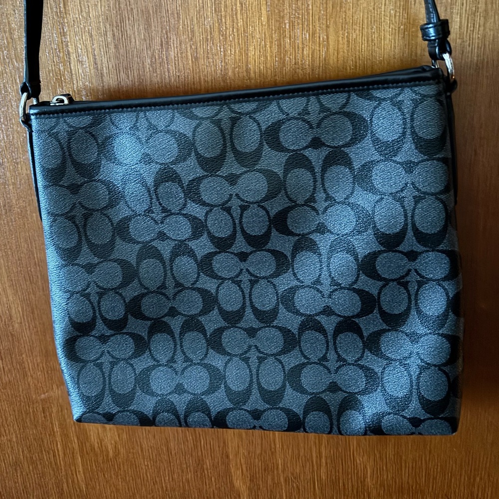 Coach Signature Black and Gray Crossbody Bag - Picture 3 of 6